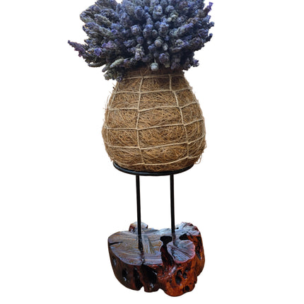 Dried Lavender Kokedama on Drift Wood Stand